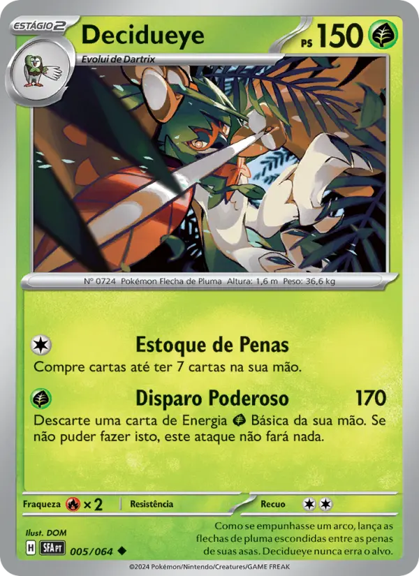 Carta Decidueye, número 005/64 da coleção Fábulas Nebulosas