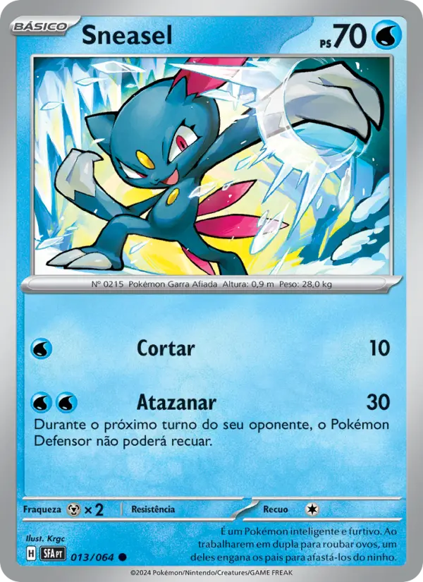 Carta Sneasel, número 013/64 da coleção Fábulas Nebulosas