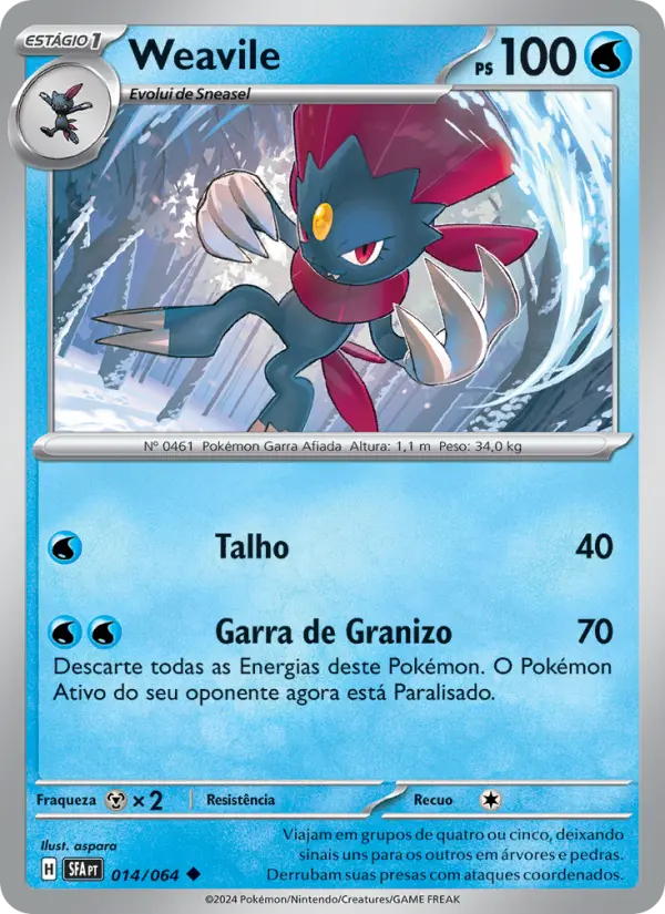 Carta Weavile, número 014/64 da coleção Fábulas Nebulosas