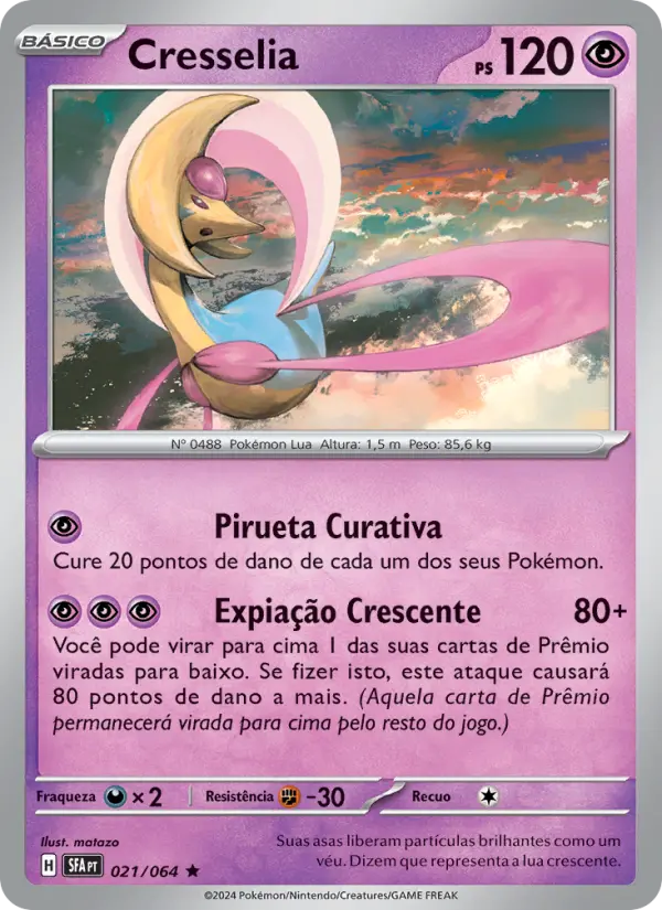 Carta Cresselia, número 021/64 da coleção Fábulas Nebulosas