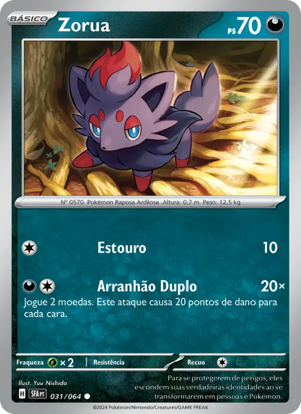 Carta Zorua, número 031/64 da coleção Fábulas Nebulosas