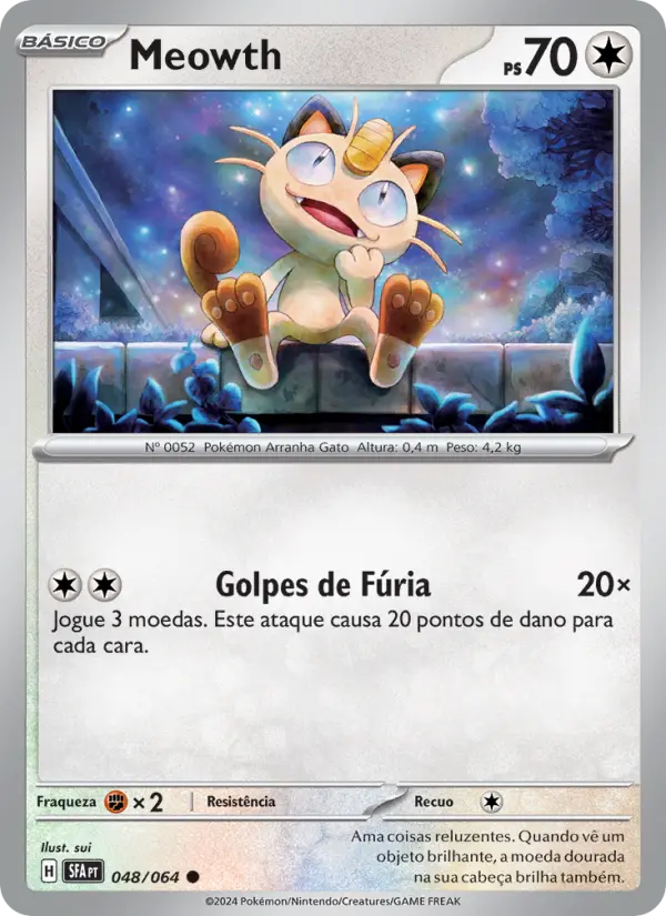 Carta Meowth, número 048/64 da coleção Fábulas Nebulosas
