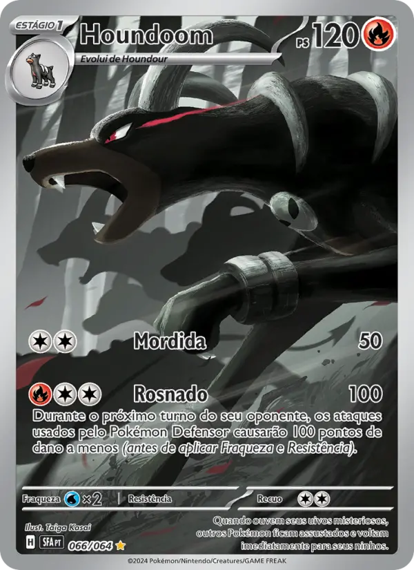Carta Houndoom, número 066/64 da coleção Fábulas Nebulosas
