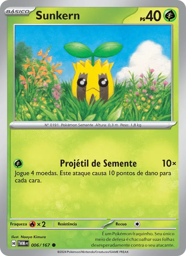 Carta Sunkern, número 006/167 da coleção Máscaras do Crepúsculo