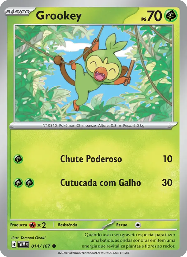 Carta Grookey, número 014/167 da coleção Máscaras do Crepúsculo