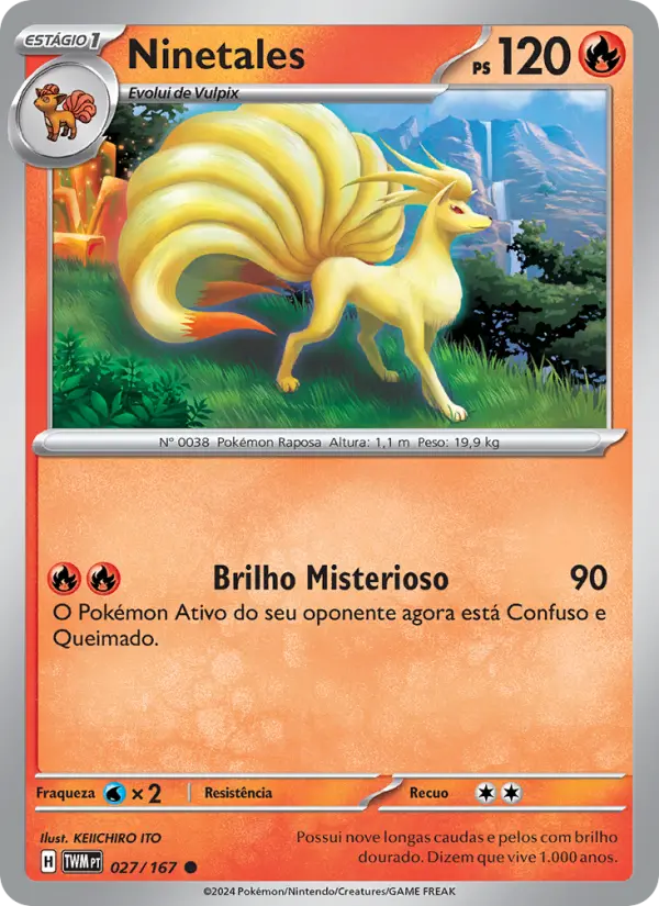 Carta Ninetales, número 027/167 da coleção Máscaras do Crepúsculo