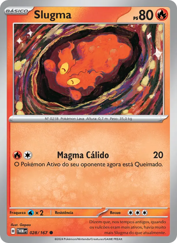 Carta Slugma, número 028/167 da coleção Máscaras do Crepúsculo
