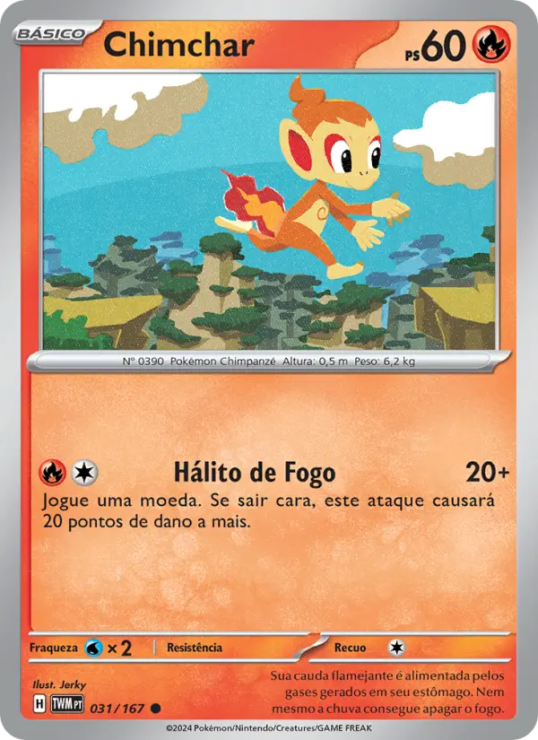Carta Chimchar, número 031/167 da coleção Máscaras do Crepúsculo