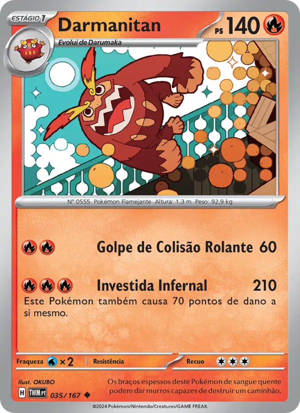 Carta Darmanitan, número 035/167 da coleção Máscaras do Crepúsculo