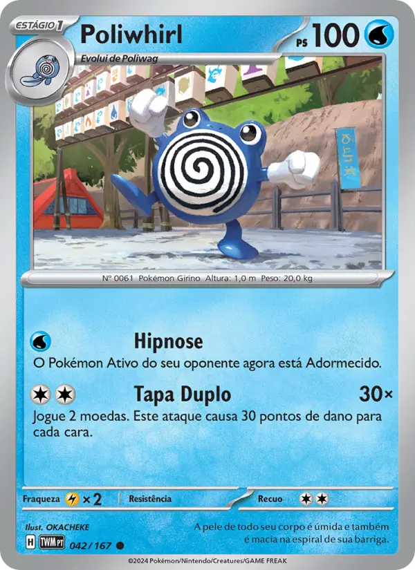 Carta Poliwhirl, número 042/167 da coleção Máscaras do Crepúsculo