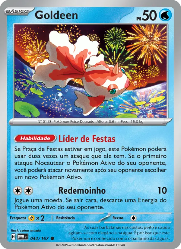 Carta Goldeen, número 044/167 da coleção Máscaras do Crepúsculo