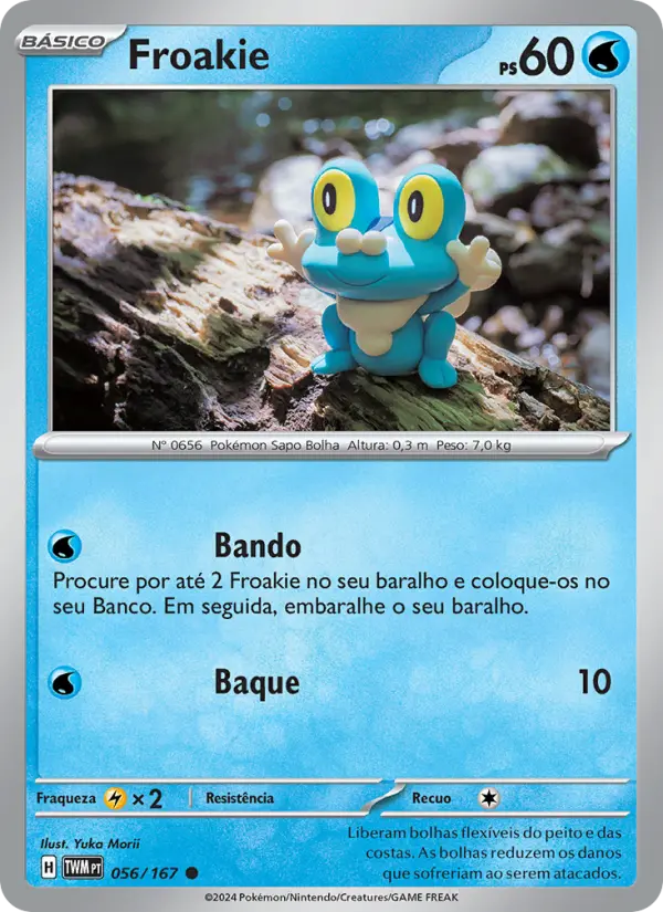 Carta Froakie, número 056/167 da coleção Máscaras do Crepúsculo