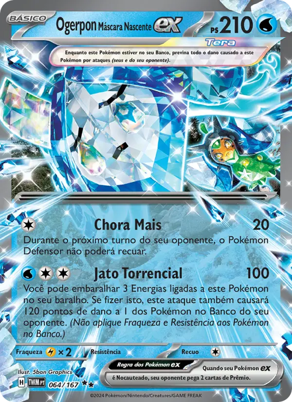 Carta Ogerpon Máscara Nascente ex, número 064/167 da coleção Máscaras do Crepúsculo
