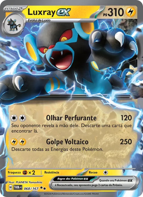 Carta Luxray ex, número 068/167 da coleção Máscaras do Crepúsculo