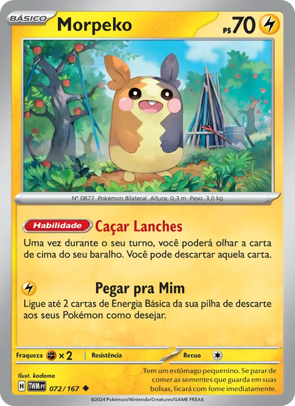 Carta Morpeko, número 072/167 da coleção Máscaras do Crepúsculo