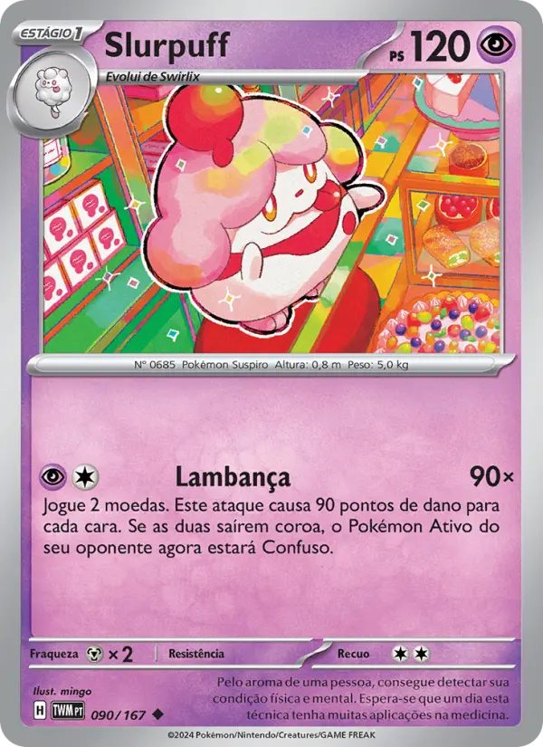 Carta Slurpuff, número 090/167 da coleção Máscaras do Crepúsculo