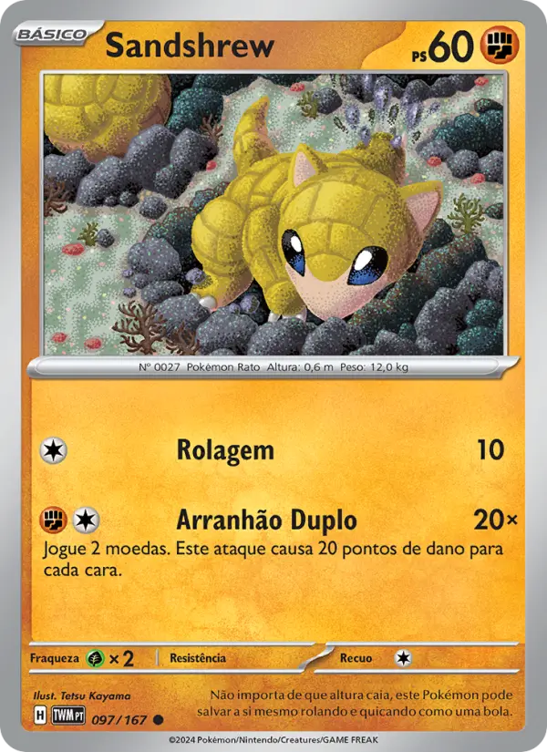 Carta Sandshrew, número 097/167 da coleção Máscaras do Crepúsculo