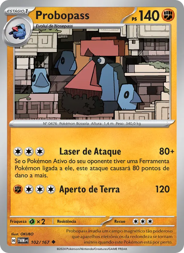 Carta Probopass, número 102/167 da coleção Máscaras do Crepúsculo