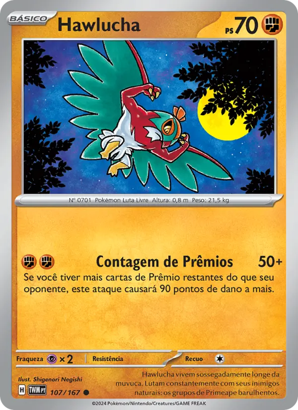Carta Hawlucha, número 107/167 da coleção Máscaras do Crepúsculo