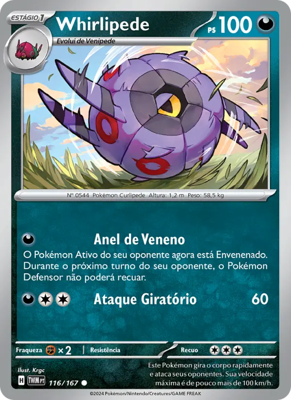 Carta Whirlipede, número 116/167 da coleção Máscaras do Crepúsculo