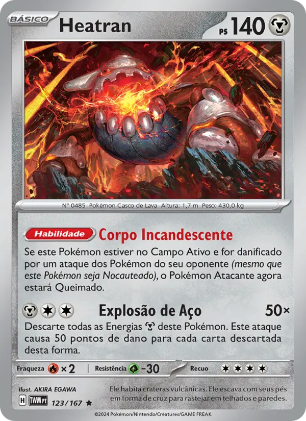 Carta Heatran, número 123/167 da coleção Máscaras do Crepúsculo