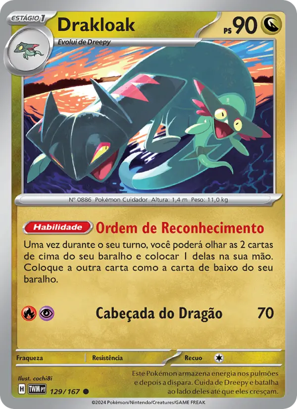 Carta Drakloak, número 129/167 da coleção Máscaras do Crepúsculo