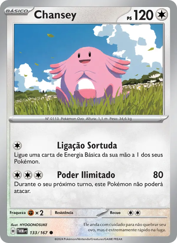 Carta Chansey, número 133/167 da coleção Máscaras do Crepúsculo