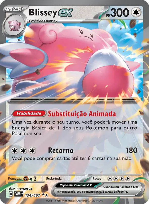 Carta Blissey ex, número 134/167 da coleção Máscaras do Crepúsculo