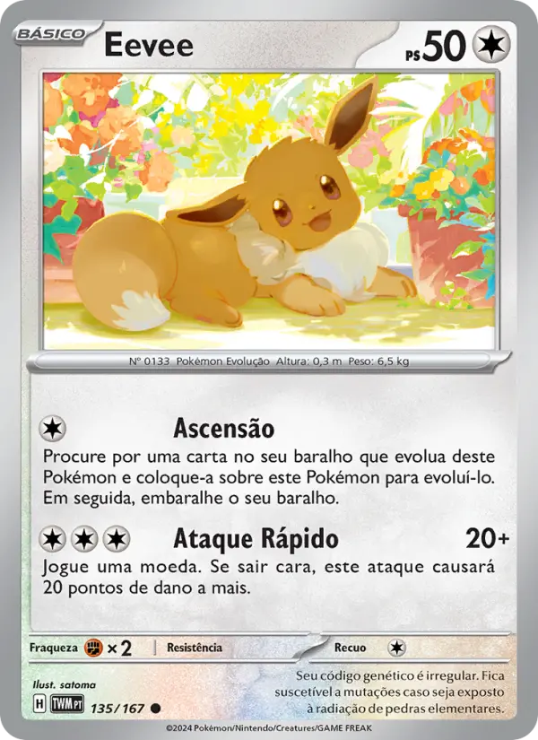 Carta Eevee, número 135/167 da coleção Máscaras do Crepúsculo