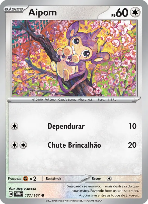 Carta Aipom, número 137/167 da coleção Máscaras do Crepúsculo