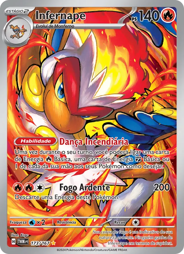 Carta Infernape, número 173/167 da coleção Máscaras do Crepúsculo