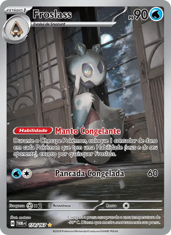 Carta Froslass, número 174/167 da coleção Máscaras do Crepúsculo