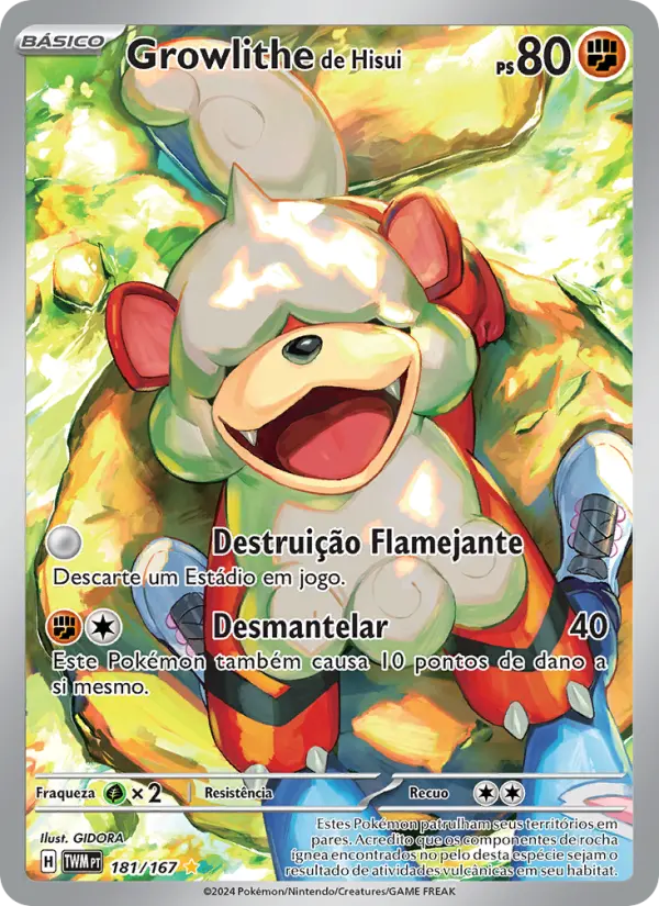 Carta Growlithe de Hisui, número 181/167 da coleção Máscaras do Crepúsculo