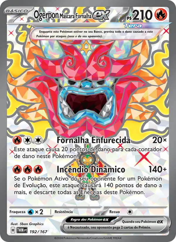 Carta Ogerpon Máscara Fornalha ex, número 192/167 da coleção Máscaras do Crepúsculo