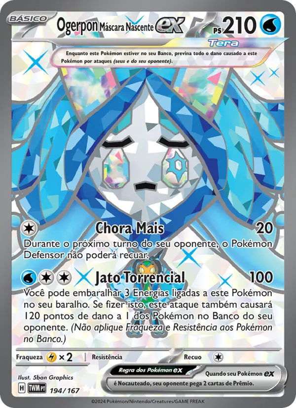 Carta Ogerpon Máscara Nascente ex, número 194/167 da coleção Máscaras do Crepúsculo