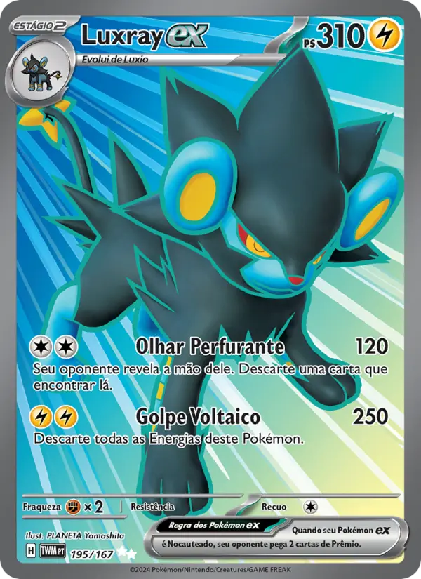 Carta Luxray ex, número 195/167 da coleção Máscaras do Crepúsculo