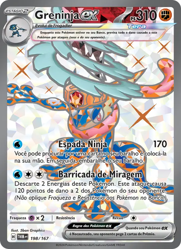 Carta Greninja ex, número 198/167 da coleção Máscaras do Crepúsculo