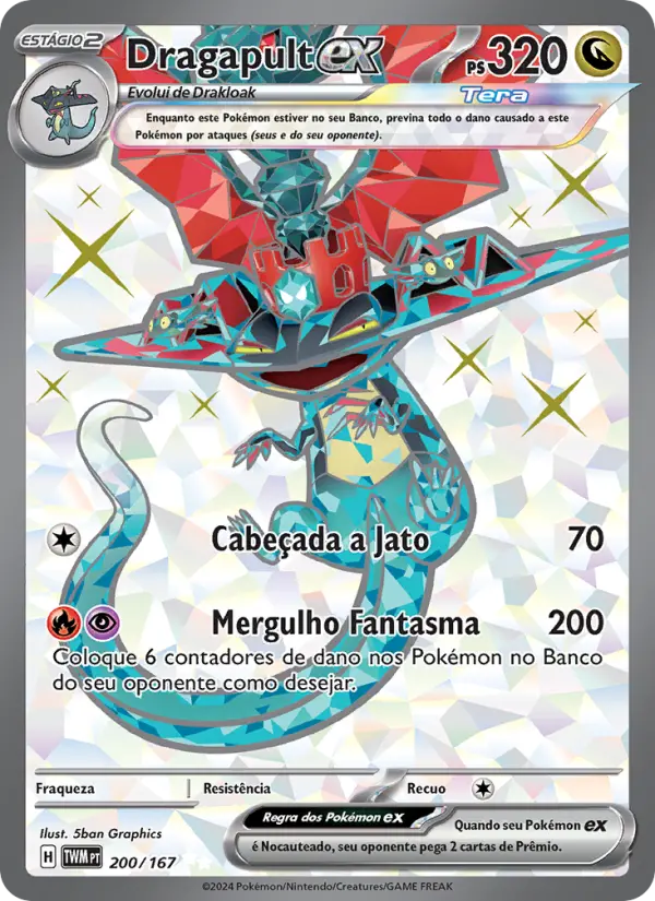 Carta Dragapult ex, número 200/167 da coleção Máscaras do Crepúsculo