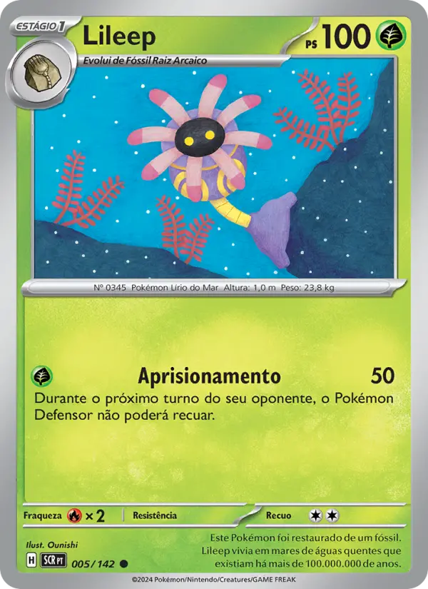 Carta Lileep, número 005/142 da coleção Coroa Estelar