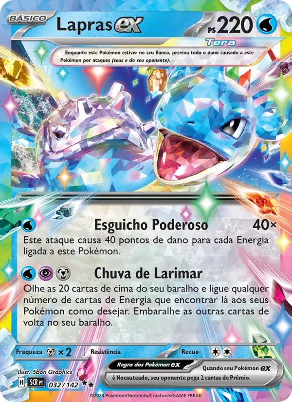 Carta Lapras ex, número 032/142 da coleção Coroa Estelar