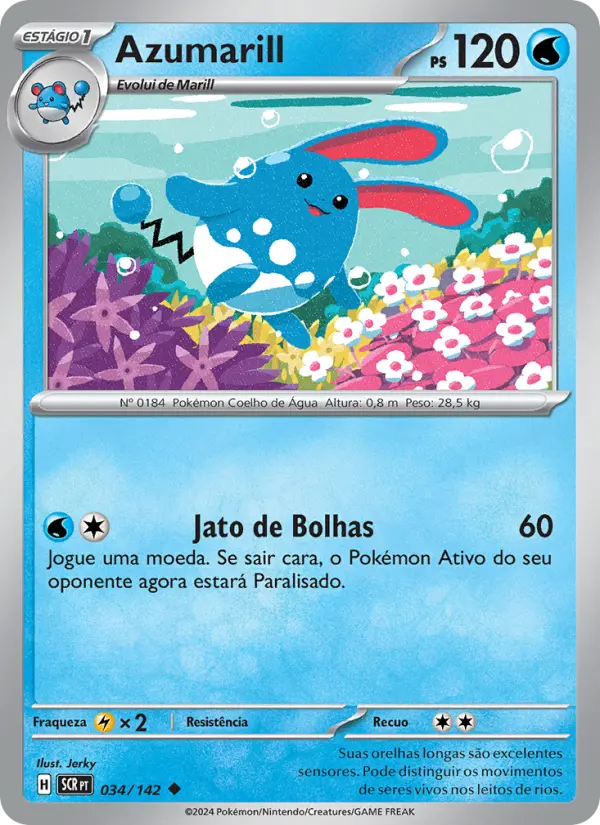 Carta Azumarill, número 034/142 da coleção Coroa Estelar