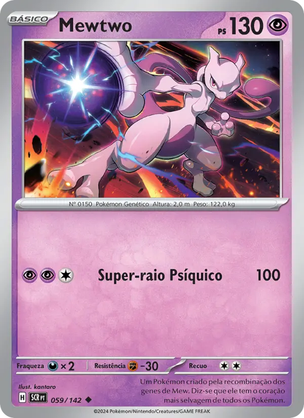 Carta Mewtwo, número 059/142 da coleção Coroa Estelar