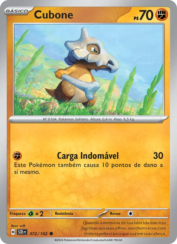 Carta Cubone, número 072/142 da coleção Coroa Estelar