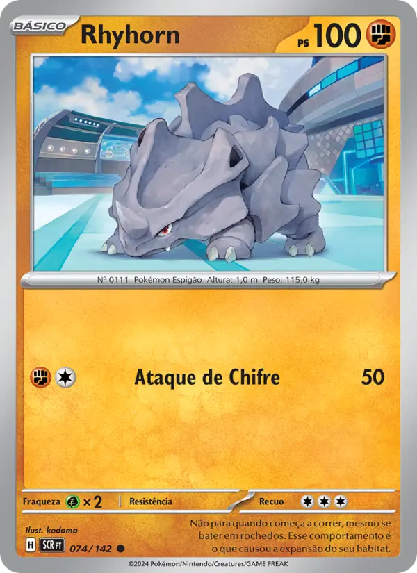 Carta Rhyhorn, número 074/142 da coleção Coroa Estelar