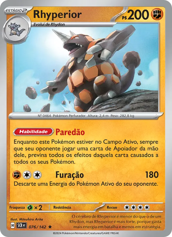 Carta Rhyperior, número 076/142 da coleção Coroa Estelar