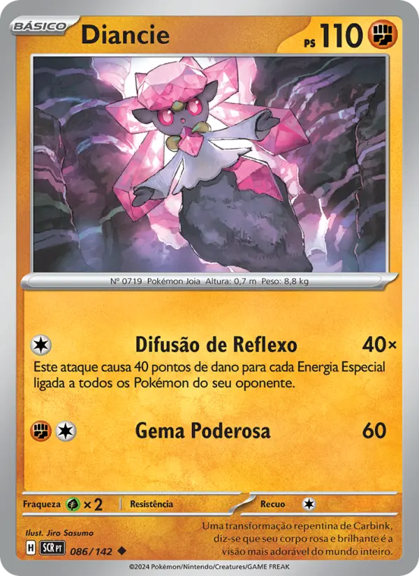 Carta Diancie, número 086/142 da coleção Coroa Estelar