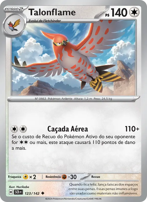 Carta Talonflame, número 123/142 da coleção Coroa Estelar