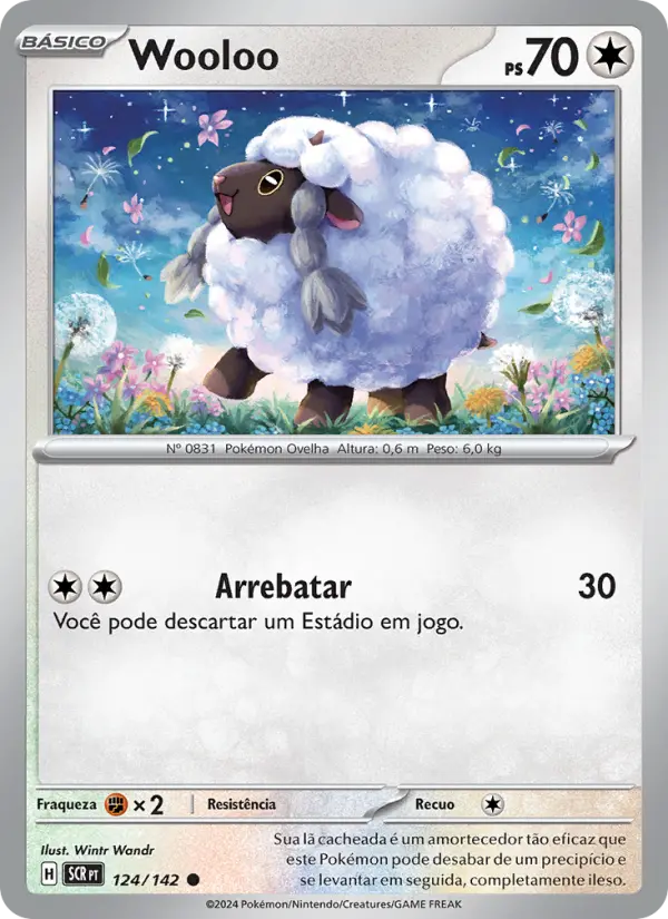 Carta Wooloo, número 124/142 da coleção Coroa Estelar