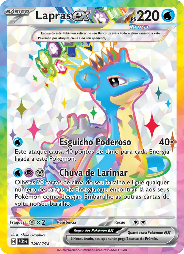 Carta Lapras ex, número 158/142 da coleção Coroa Estelar