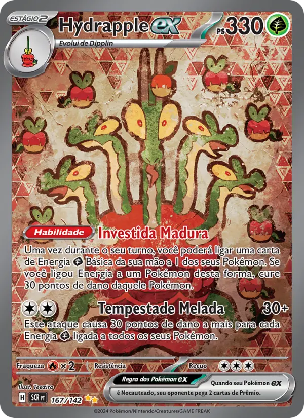 Carta Hydrapple ex, número 167/142 da coleção Coroa Estelar